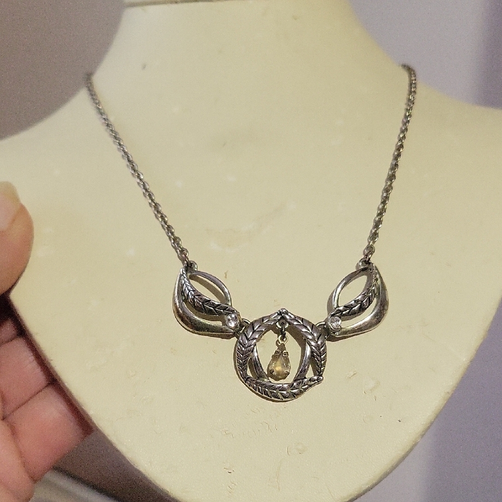 NRT Silver Necklace with Gemstone Accent 16"